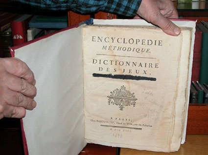 Encyclopedie Méthodique. Dictionnaire des Jeux. París, 1792