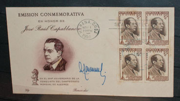 Sobre Primer día Circulación Cuba. Capablanca